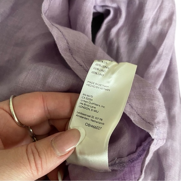 Anthropologie Maeve LILAC Linen Buttondown Ruched Sleeve Blouse I Size: XS - Picture 12 of 13